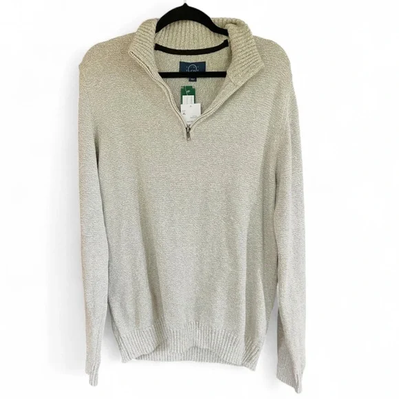 NWT EVEN TIDE Pete Snowheather Textured Quarter Zip Long Sleeve Sweater Mens XL - Picture 1 of 12